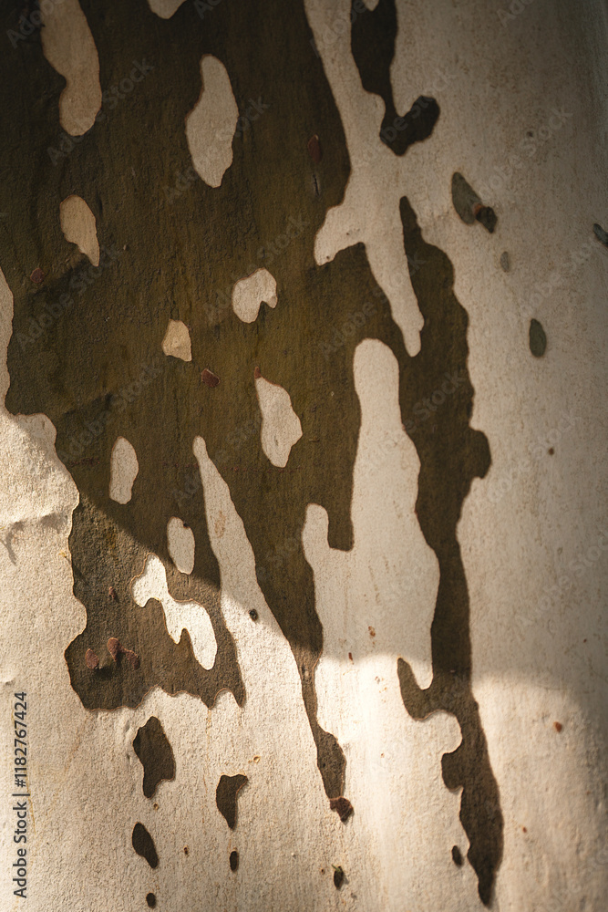 Platanus occidentalis tree bark texture close up