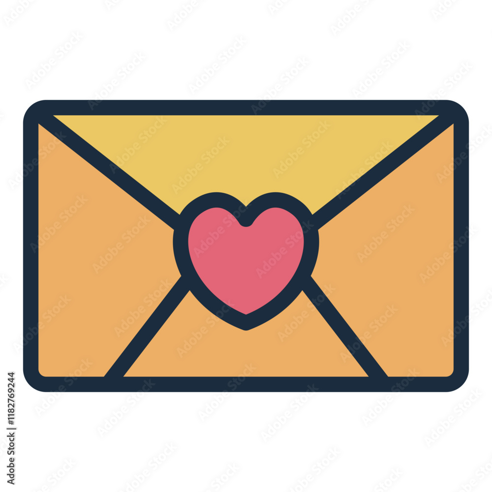 Love letter filled line icon representing romantic messages relationships Love letter filled line icon representing romantic messages relationships