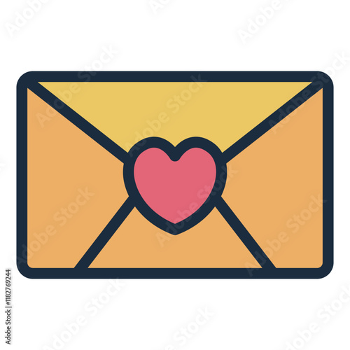 Love letter filled line icon representing romantic messages relationships