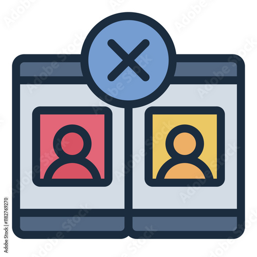 Unmatch filled line icon representing profile rejections in dating apps