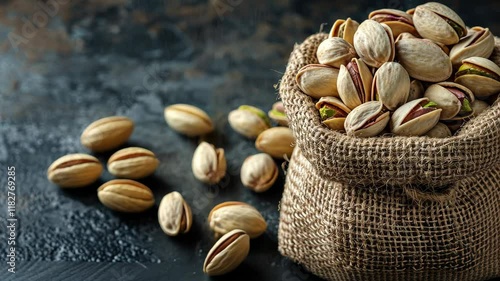 Satisfy your cravings with the irresistible allure of pistachio nuts against a sumptuously dark backdrop, Ai Generated.