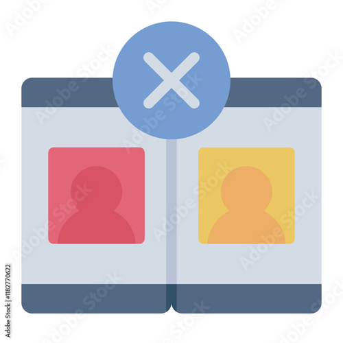 Unmatch flat icon representing profile rejections in dating apps