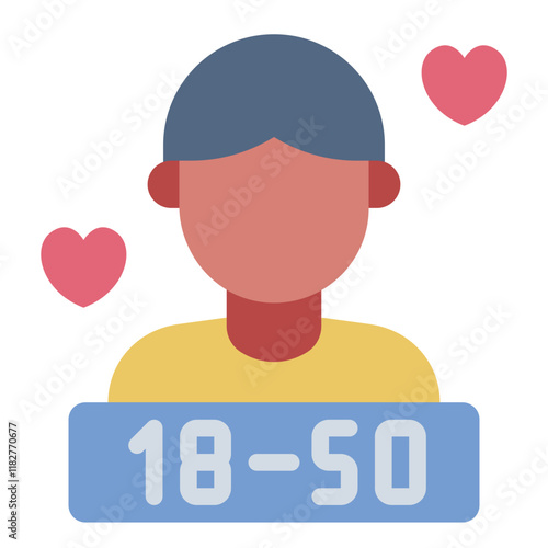 Age range specific profile flat icon representing relationship preferences