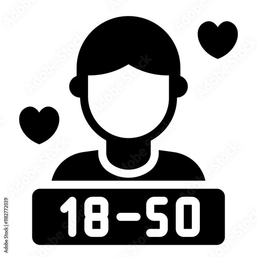 Age range specific profile glyph icon representing relationship preferences