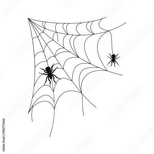 Spiderweb Illustration Vector. Scary, Halloween, Decoration, Silhouette, Black. Background Element