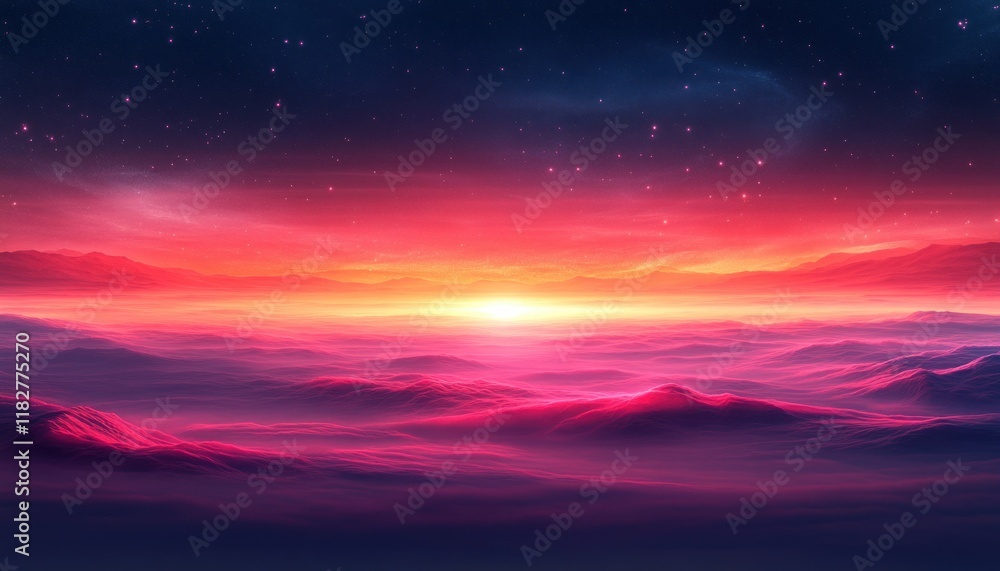 Fototapeta premium Dreamy Cosmic Landscape Abstract Expressionism Soft Gradient Ethereal Lighting