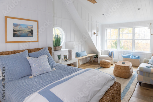 Modern Cottage home cozy bedroom with artwork photo