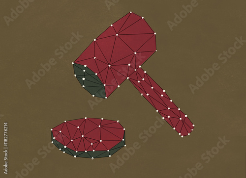 Hammer and Gavel Wireframe Network 