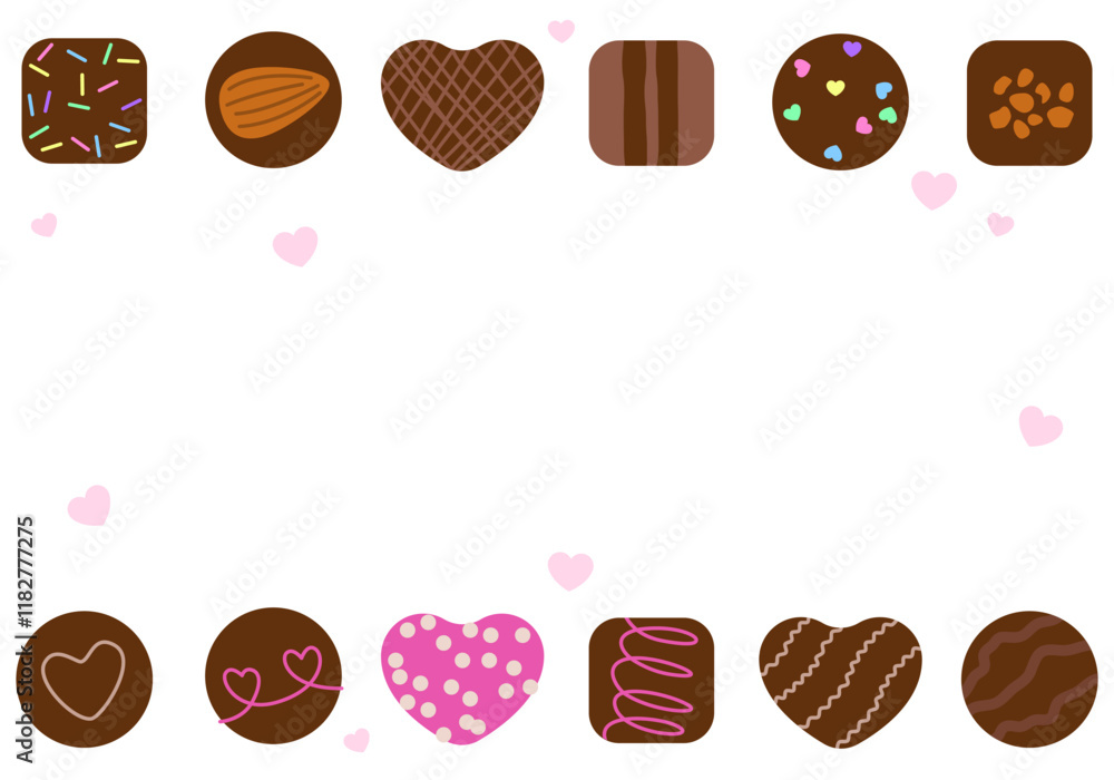 Fototapeta premium Mix of chocolate candies. Set of chocolate candies. Assortment of chocolate candies sweets