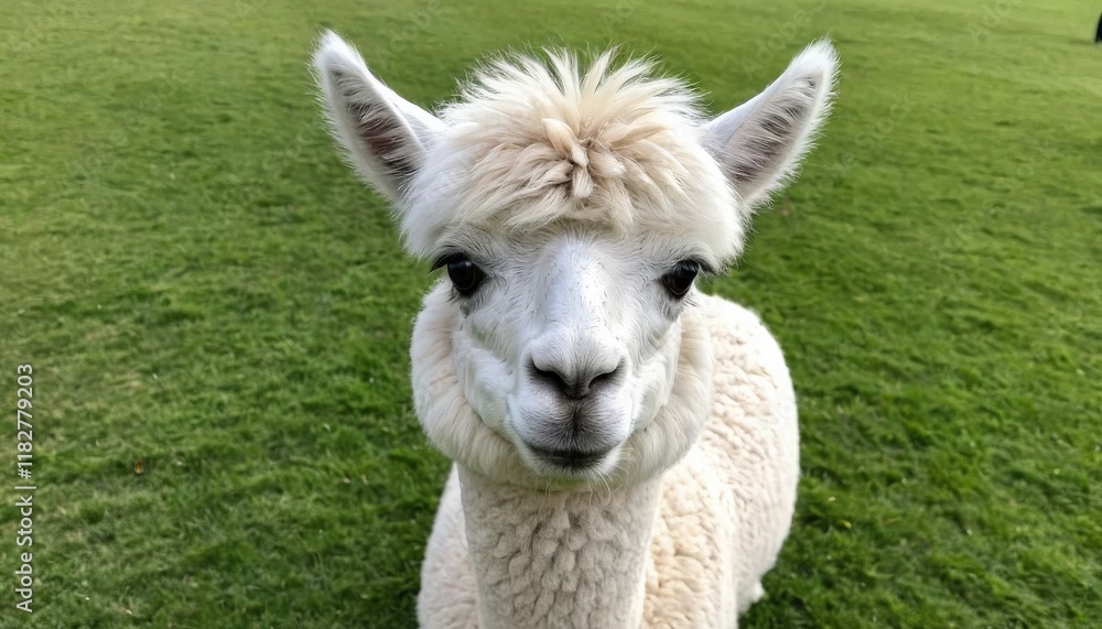 Close-up of a Friendly White Alpaca in a Field Close-up of a Friendly White Alpaca in a Field