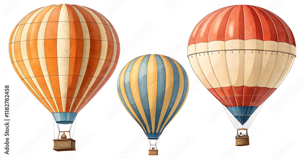 Fototapeta premium Vibrant Hot Air Balloons with Transparent Background