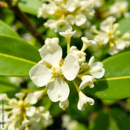 Mountain Laurel Close-Up Beautiful White Flower, Commonwealth of Pennsylvania state flower, PA, Connecticut state flower, CT, Kalmia latifolia, calico-bush, or spoonwood, photo taken in MD, Maryland photo