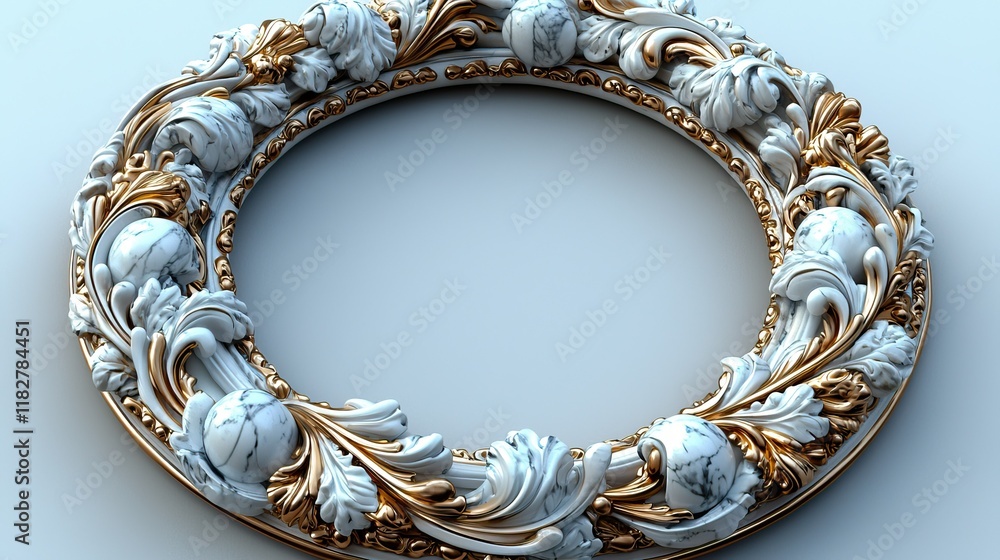 Elegant Ornate Round Frame White Gold Design Elegant Ornate Round Frame White Gold Design