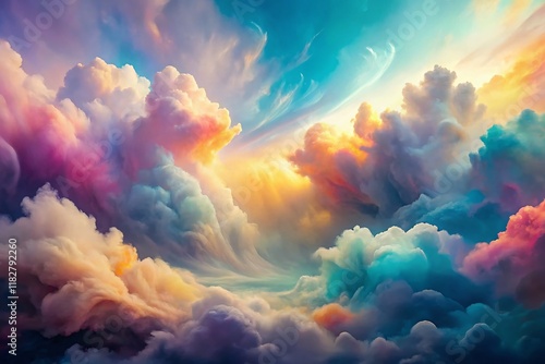Dreamy Pastel Cloudscape: Abstract Fluid Art, Soft Gradient Texture