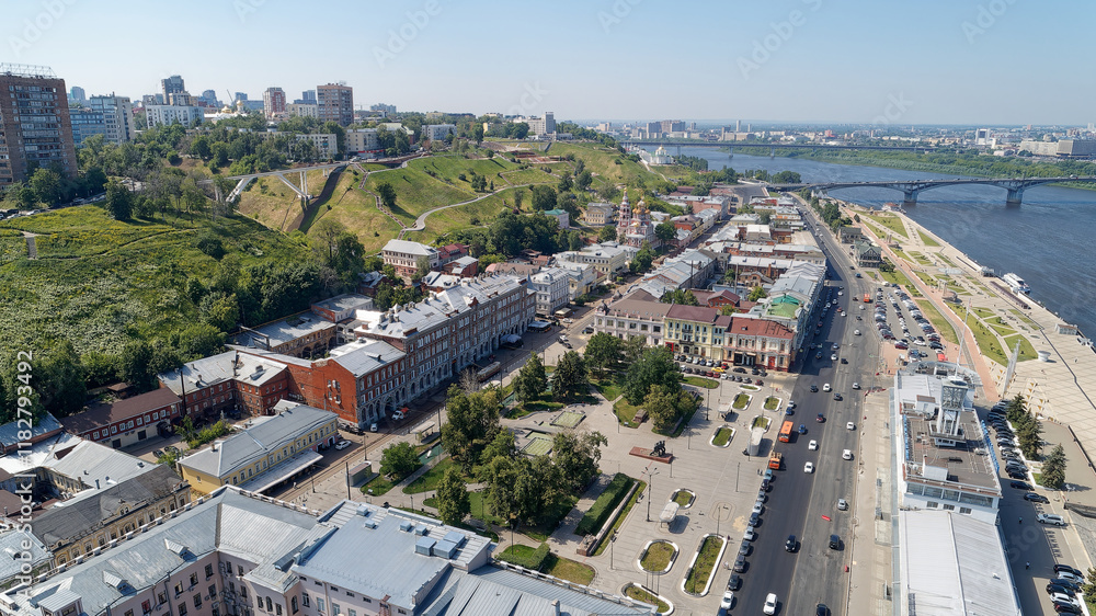 City view with a river running through it. Nizhny Novgorod City view with a river running through it. Nizhny Novgorod