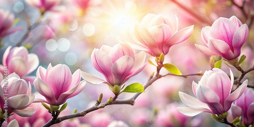 Drone View: Delicate Spring Pink Magnolia Blossoms Isolated Drone View: Delicate Spring Pink Magnolia Blossoms Isolated