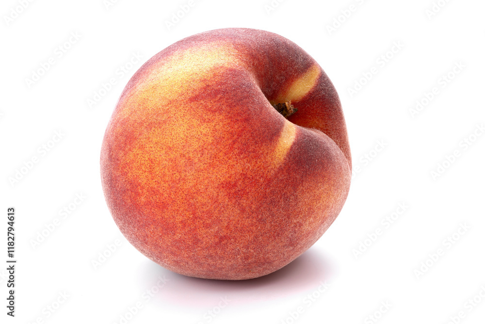 White Peach fruit with leaf isolated on white background, fresh ripe fruit, juicy organic nectarine White Peach fruit with leaf isolated on white background, fresh ripe fruit, juicy organic nectarine