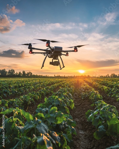 Modern agriculture is being revolutionized by a high-tech robot farmer who uses drones and automated systems to manage vast fields, bringing unprecedented efficiency and sustainability photo