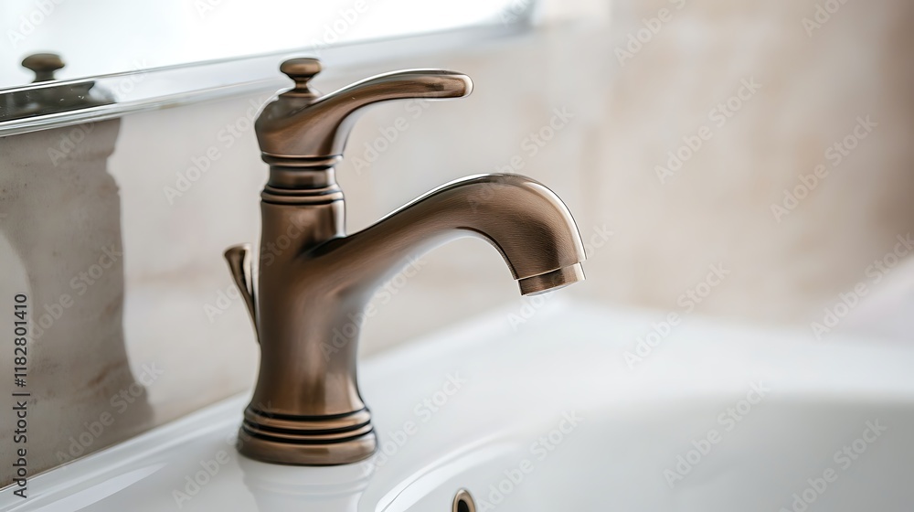 Elegant Bronze Bathroom Faucet Detail Elegant Bronze Bathroom Faucet Detail