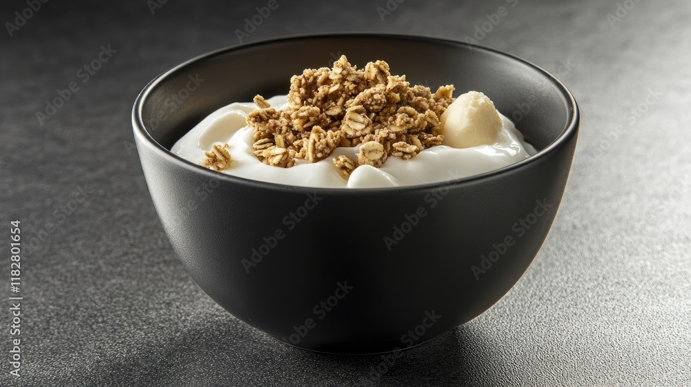 A minimalist breakfast bowl with Greek yogurt and a sprinkle of granola. A minimalist breakfast bowl with Greek yogurt and a sprinkle of granola.