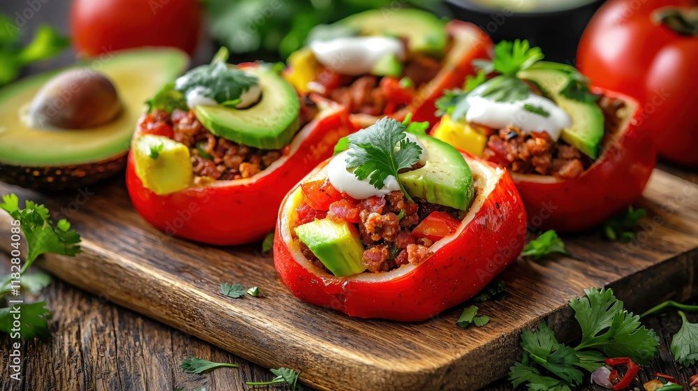 Delicious Stuffed Peppers with Avocado and Creamy Topping A Vibrant and Flavorful Dish Delicious Stuffed Peppers with Avocado and Creamy Topping A Vibrant and Flavorful Dish