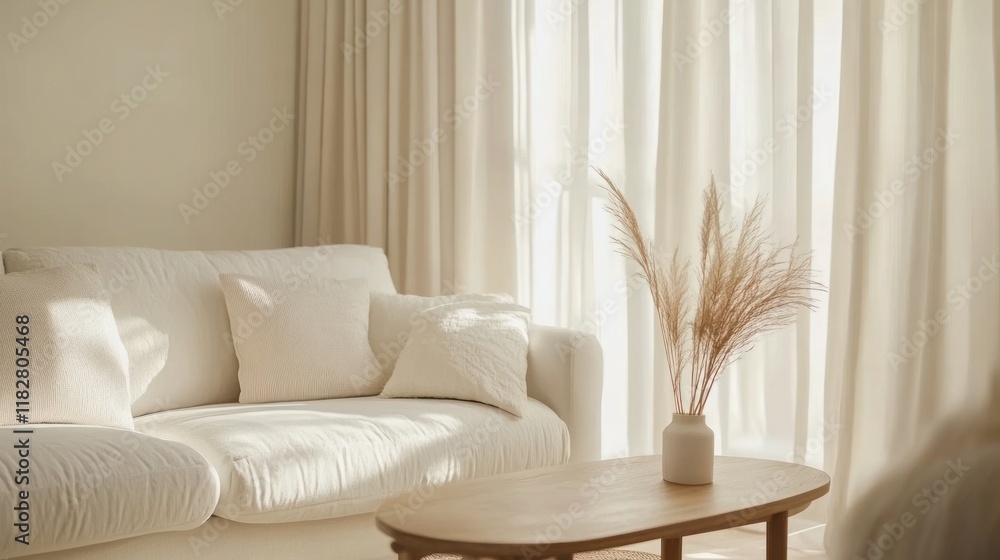Fototapeta premium Serene Minimalist Living Room Interior Design