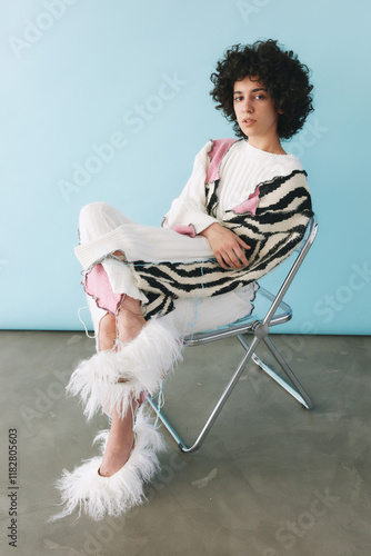 Fashion portrait of woman in knit outfit photo