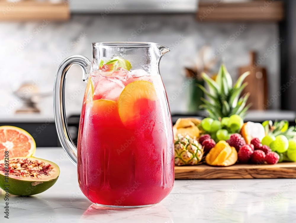 Refreshing Summer Fruit Punch Pitcher Ice Cubes Kitchen Refreshing Summer Fruit Punch Pitcher Ice Cubes Kitchen