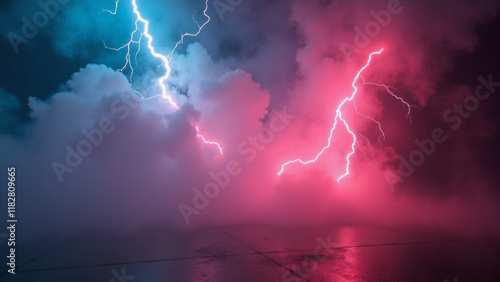 Abstract orange and blue neon background. Generative ai.