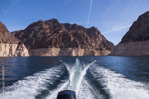 Boat on Lake Mead, National Recreation Area 