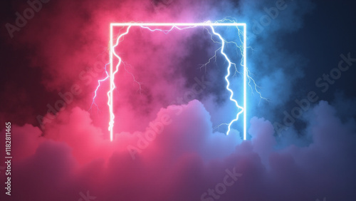 Abstract orange and blue neon background. Generative ai.