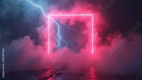 Abstract orange and blue neon background. Generative ai.