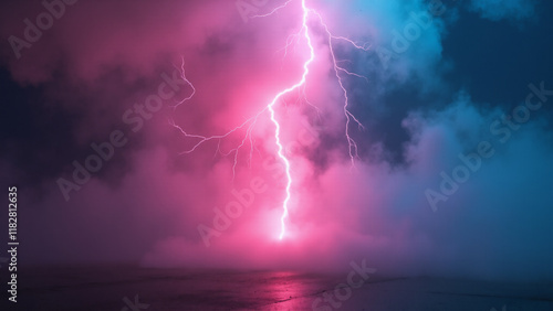 Abstract orange and blue neon background. Generative ai.