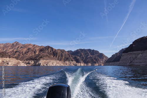 Boat on Lake Mead, National Recreation Area 