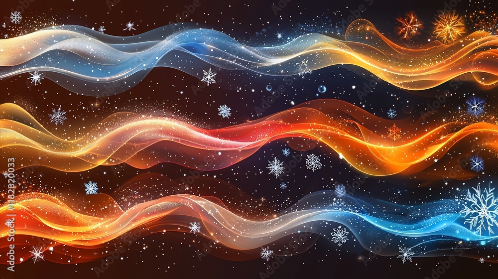 Abstract winter fire and ice waves. Abstract winter fire and ice waves.