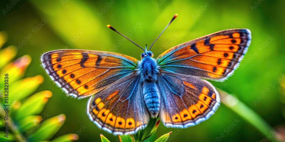 Naklejka premium Lycaena helle Butterfly, Lewertbachtal, Germany - Tilt-Shift Photography, June 12, 2021, Female, Blauschillernder Feuerfalter