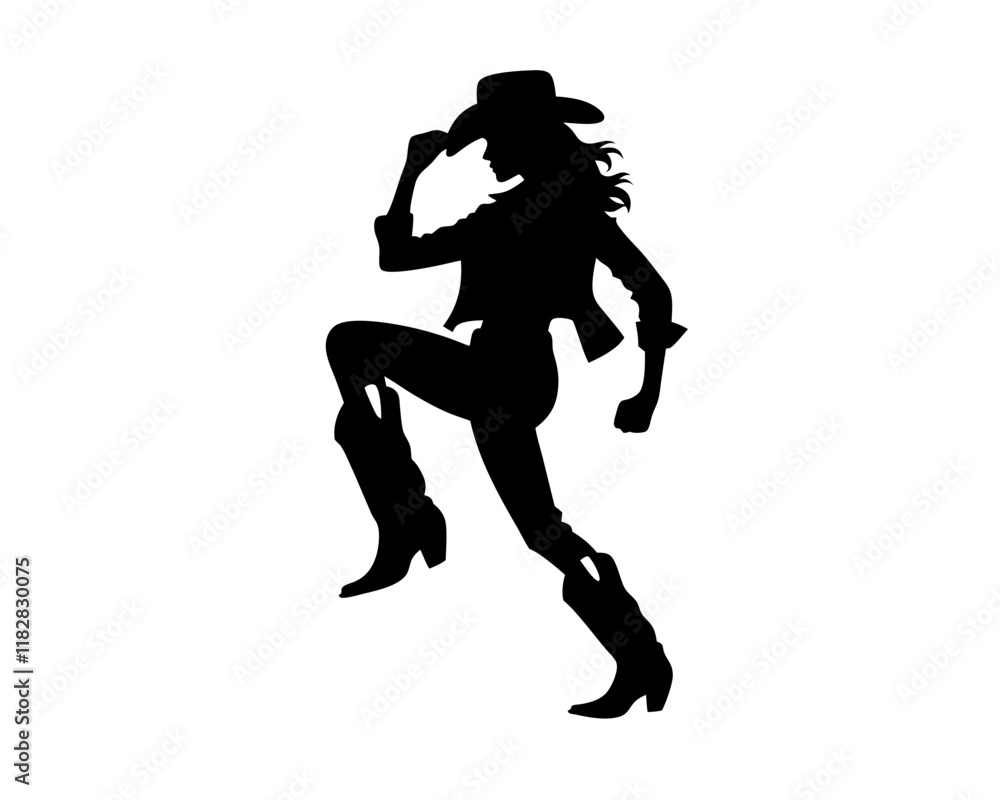 Cowgirl in boots. Clipart image