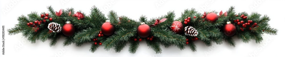 Christmas Wreath with Pine Branches Red Ornaments and Candy Christmas Wreath with Pine Branches Red Ornaments and Candy