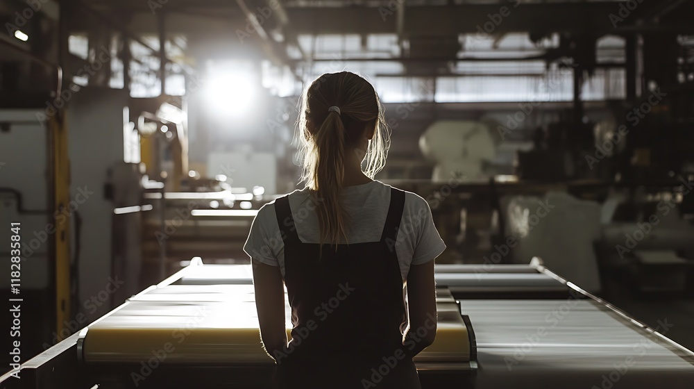 Factory Worker Contemplating Future in Industrial Setting Factory Worker Contemplating Future in Industrial Setting