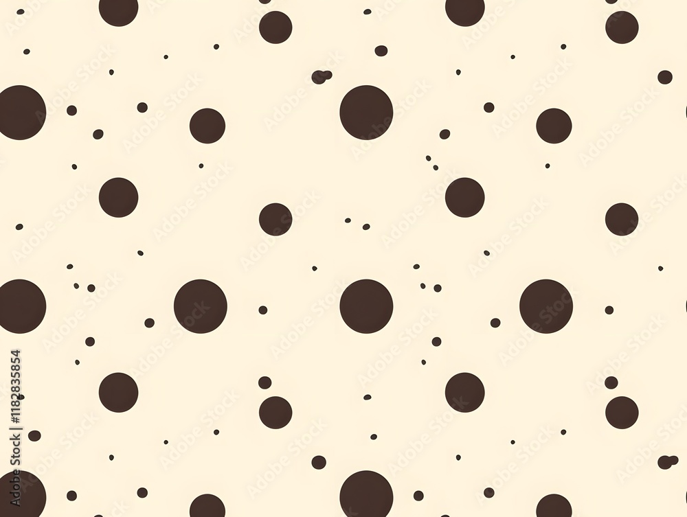 Beige Background with Dark Brown Circles of Varying Sizes Beige Background with Dark Brown Circles of Varying Sizes