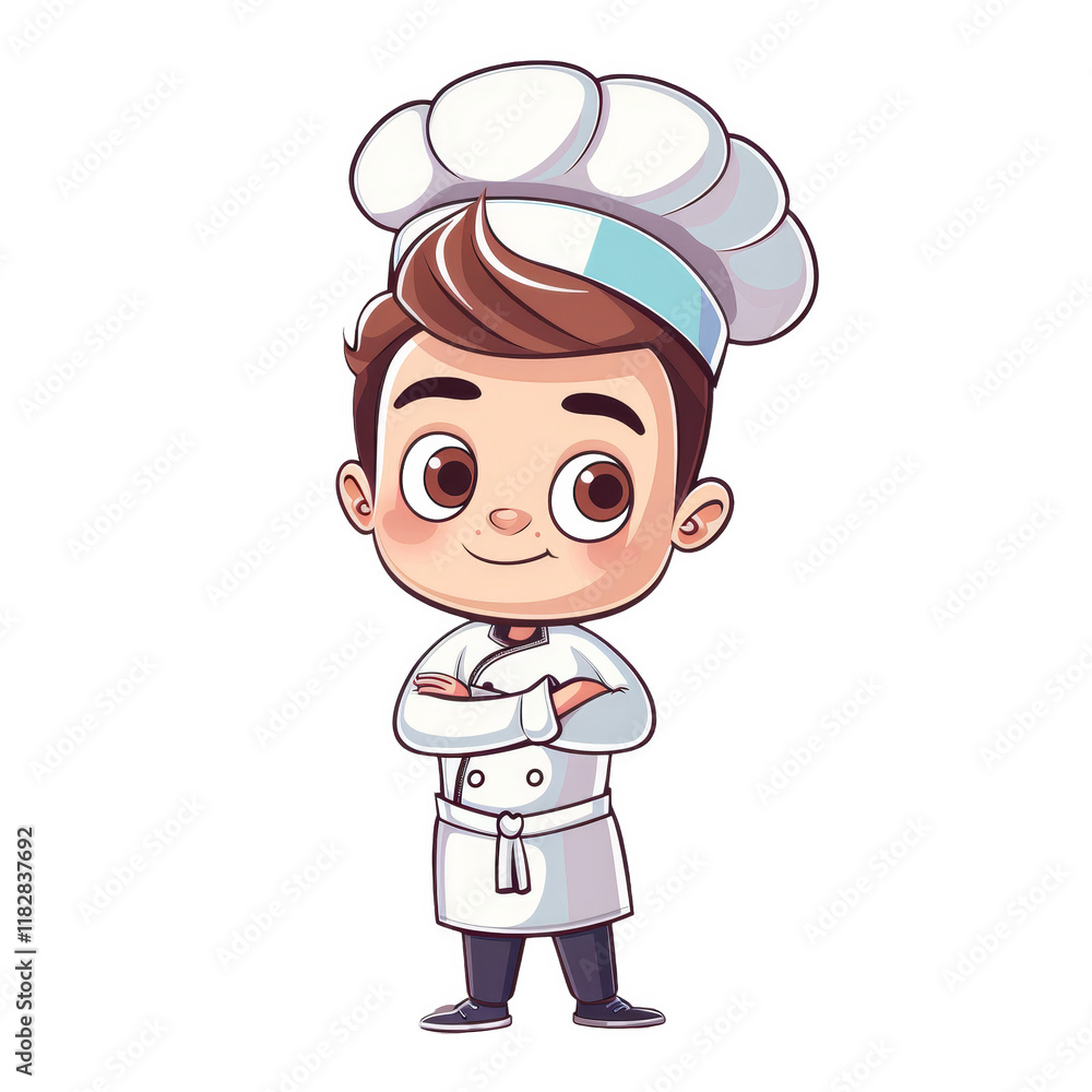 A cartoon chef with arms crossed, wearing a white chef's hat and coat. A cartoon chef with arms crossed, wearing a white chef's hat and coat.