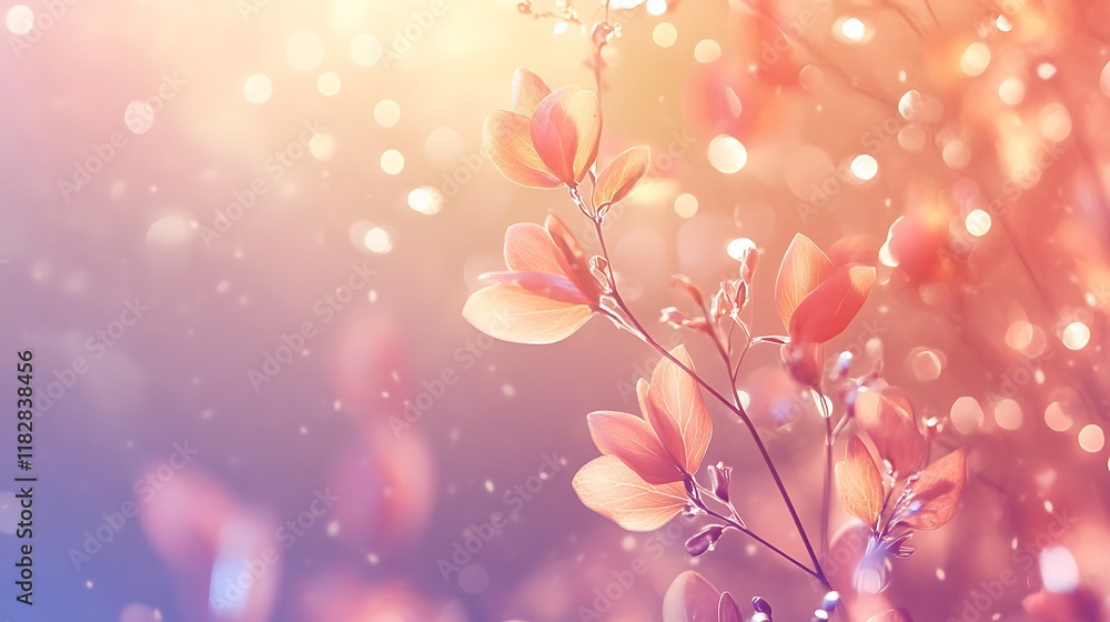 Fototapeta premium Delicate Peach Blossoms Illuminated By Soft Sunlight