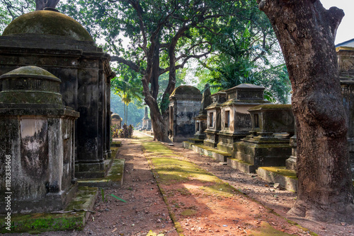 India, Kolkata, Calcutta. South Park Street cemetery. One of earliest non-church, Christian graveyards. photo