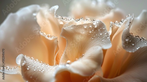 Wallpaper Mural Delicate peach flower petals glisten with dew in early morning light, showcasing natural beauty and tranquility during spring Torontodigital.ca