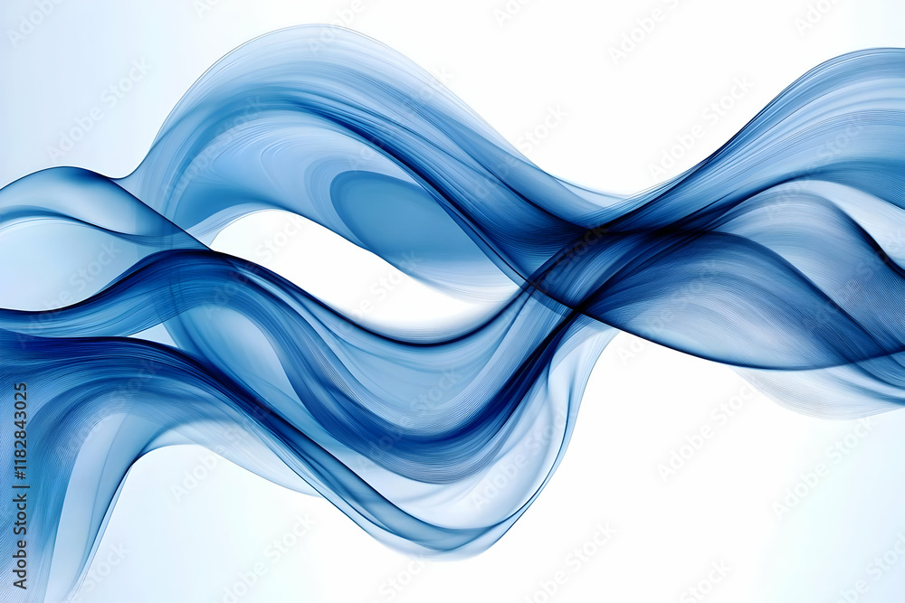 Abstract Blue Waves Flow Gracefully Across a White Background, Creating a Sense of Motion and Fluidity Abstract Blue Waves Flow Gracefully Across a White Background, Creating a Sense of Motion and Fluidity