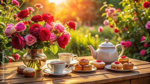 English Cottage Garden Roses & Summer Tea Party Treats