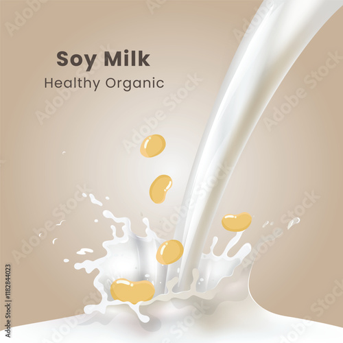 Vector Illustration Splash of Soy Milk