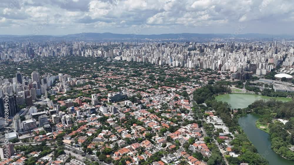 Aerial view of sao paulo brazil in a bright day over the buildings in 4k drone footage Aerial view of sao paulo brazil in a bright day over the buildings in 4k drone footage