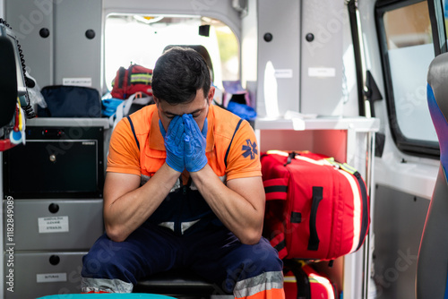 Paramedic suffering from stress and burnout