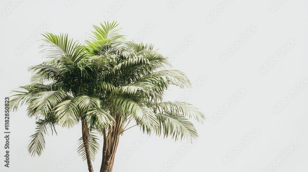 Obraz premium Tropical palm trees against a clear sky, ideal for travel brochures